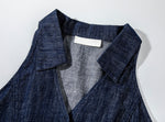 Denim Sleeveless Button-Front Pleated Dress