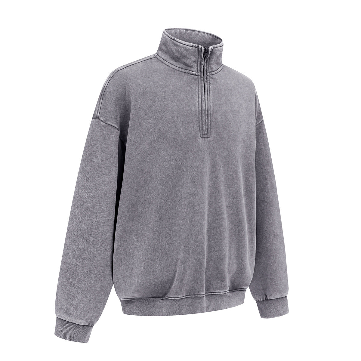 Distressed Wash Comfort Zip Pullover Sweatshirt