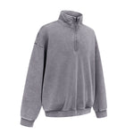 Distressed Wash Comfort Zip Pullover Sweatshirt
