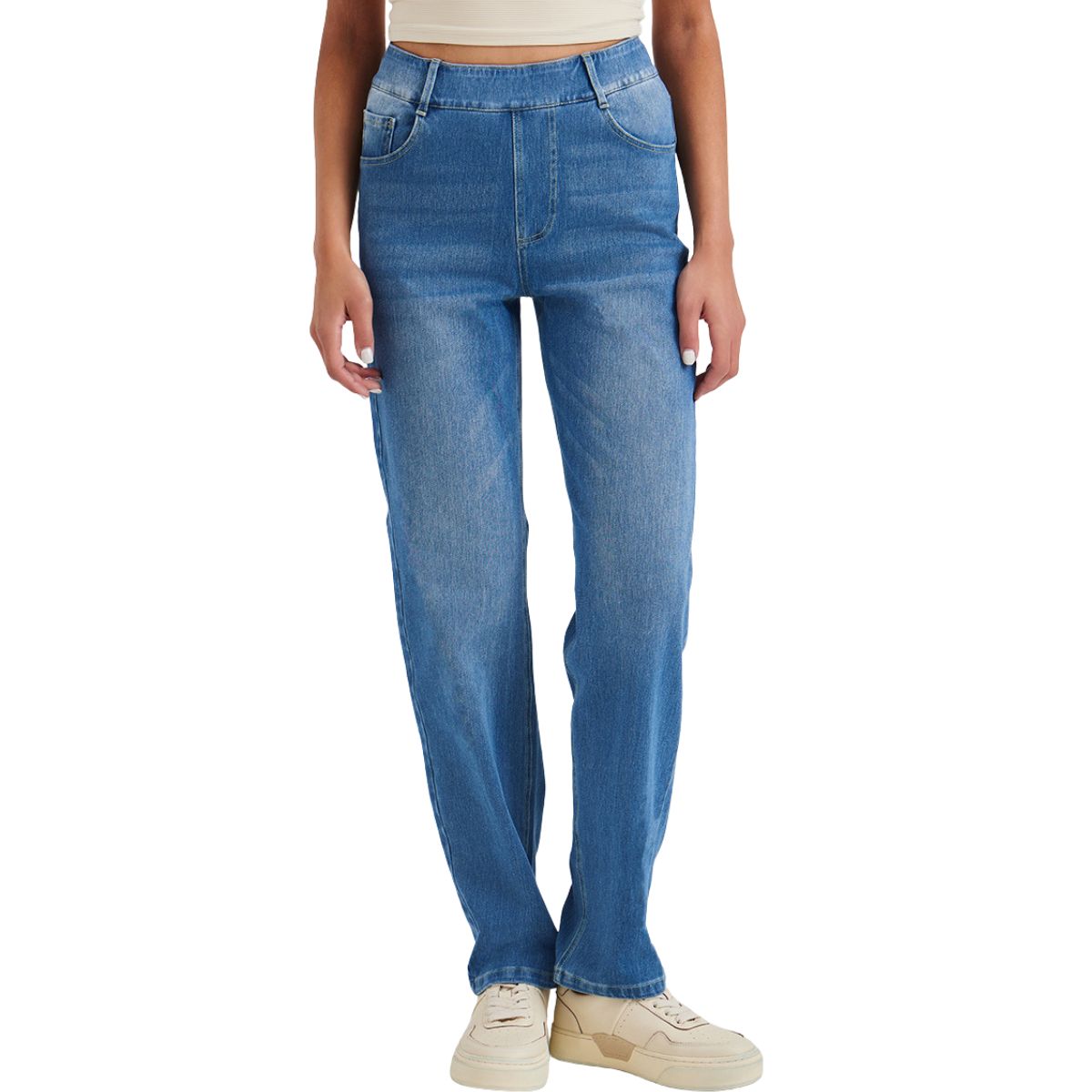 Relaxed Fit Washed Knit Denim Trousers