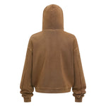 Vintage Washed Oversized Zip Up Distressed Hoodie