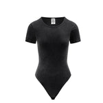 Stone Washed Short-Sleeve Bodysuit