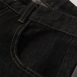 Contrast Stitching Detail Wide Leg Denim Pants