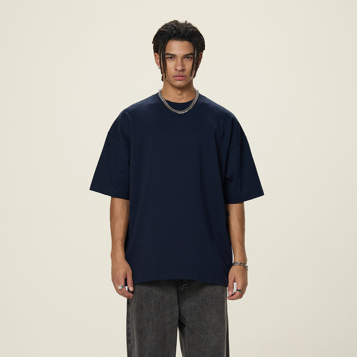 Solid Color Crew Neck Basic Tee 7.2oz