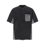 Streetwear Inspired Color Blocked Washed Casual Cotton Tee
