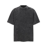 Vintage Washed Distressed Short Sleeve Panel Design Tee