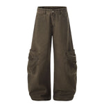 Curved Panel Wide-Leg Utility Cargo Pants