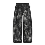 Studded Black Paint Splatter Wide Leg Jeans