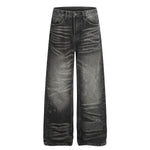 Whisker Fade Distressed High Street Loose Jeans