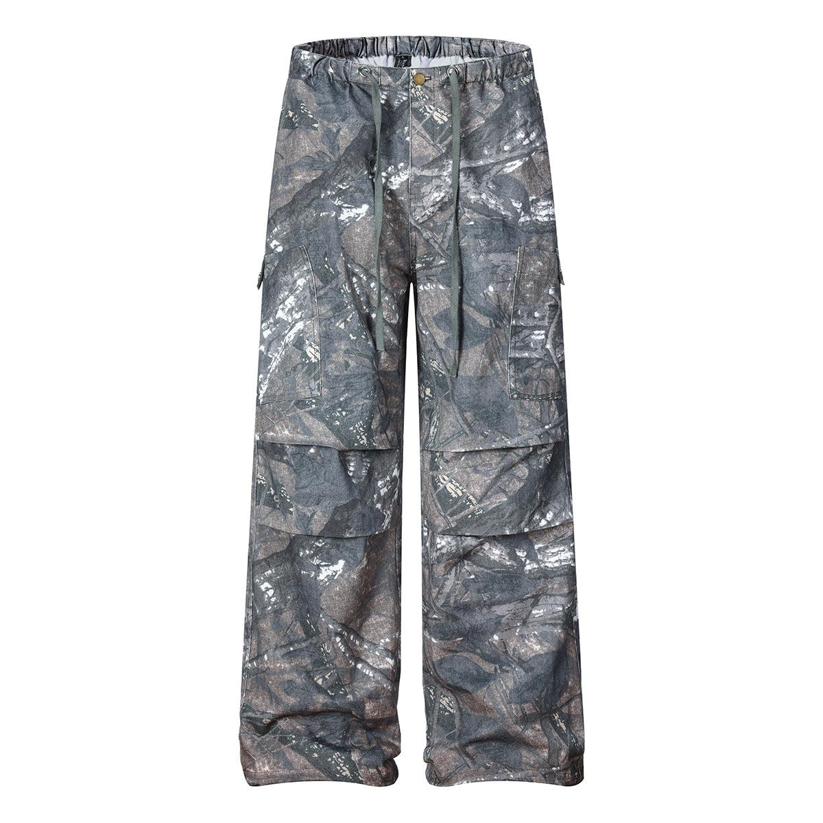 Camo Print Multi Pocket Cargo Drawstring Waist Pants