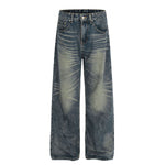 Vintage Dark Wash Faded Wide Denim