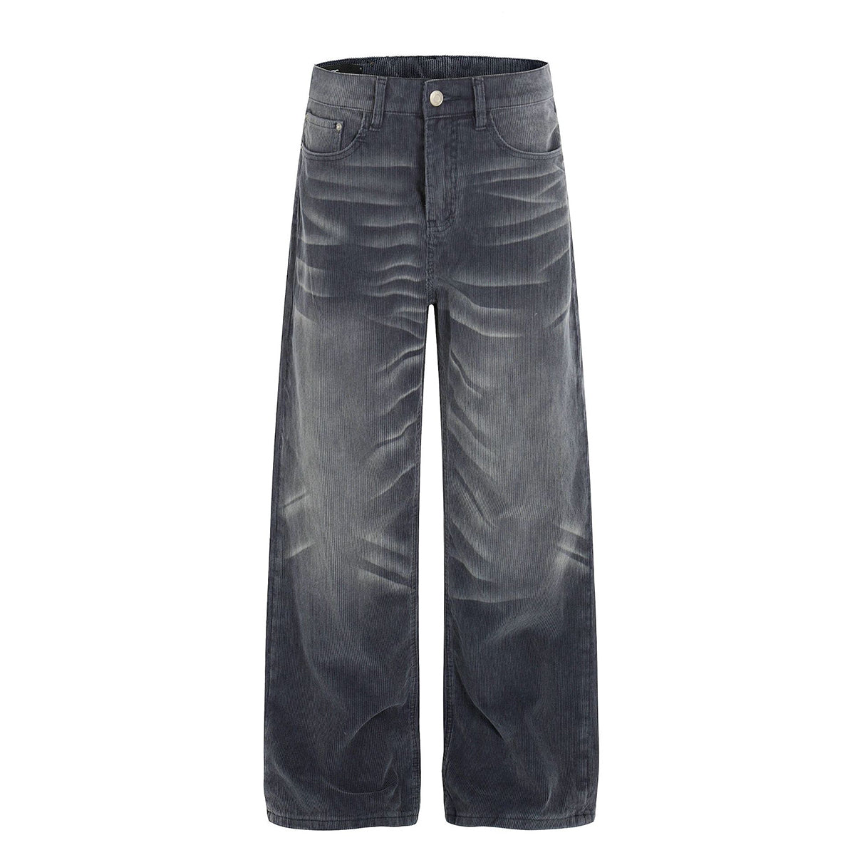 Faded Grey Vintage Wash Wide-Leg Jeans