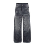 Faded Grey Vintage Wash Wide-Leg Jeans