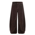 Dark Brown Wide Leg Relaxed Corduroy Pants