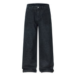 Vintage Washed Leopard Print Relaxed Wide Jeans