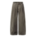 High-Waisted Wide-Leg Button Front Vintage Pants