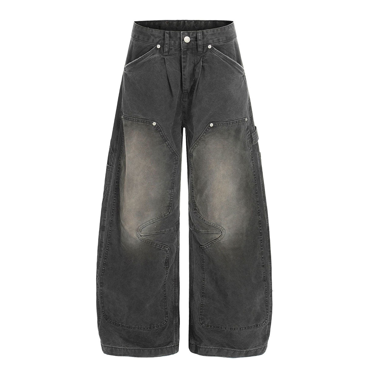 Unique Distressed Oversized Black Cargo Jeans