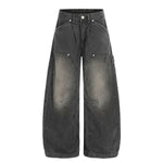 Unique Distressed Oversized Black Cargo Jeans