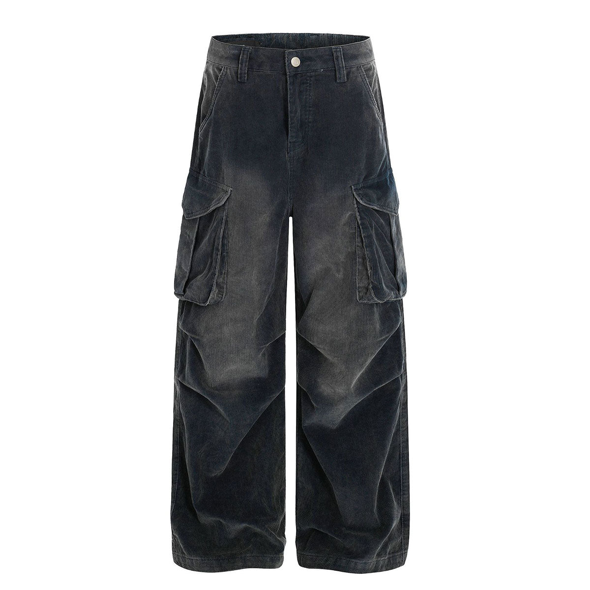 High Waisted Wide Leg Corduroy Cargo Pants