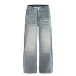 Light Blue Vintage Washed Wide Leg Jeans