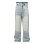 Vintage Light Wash Distressed Straight Leg Relaxed Jeans