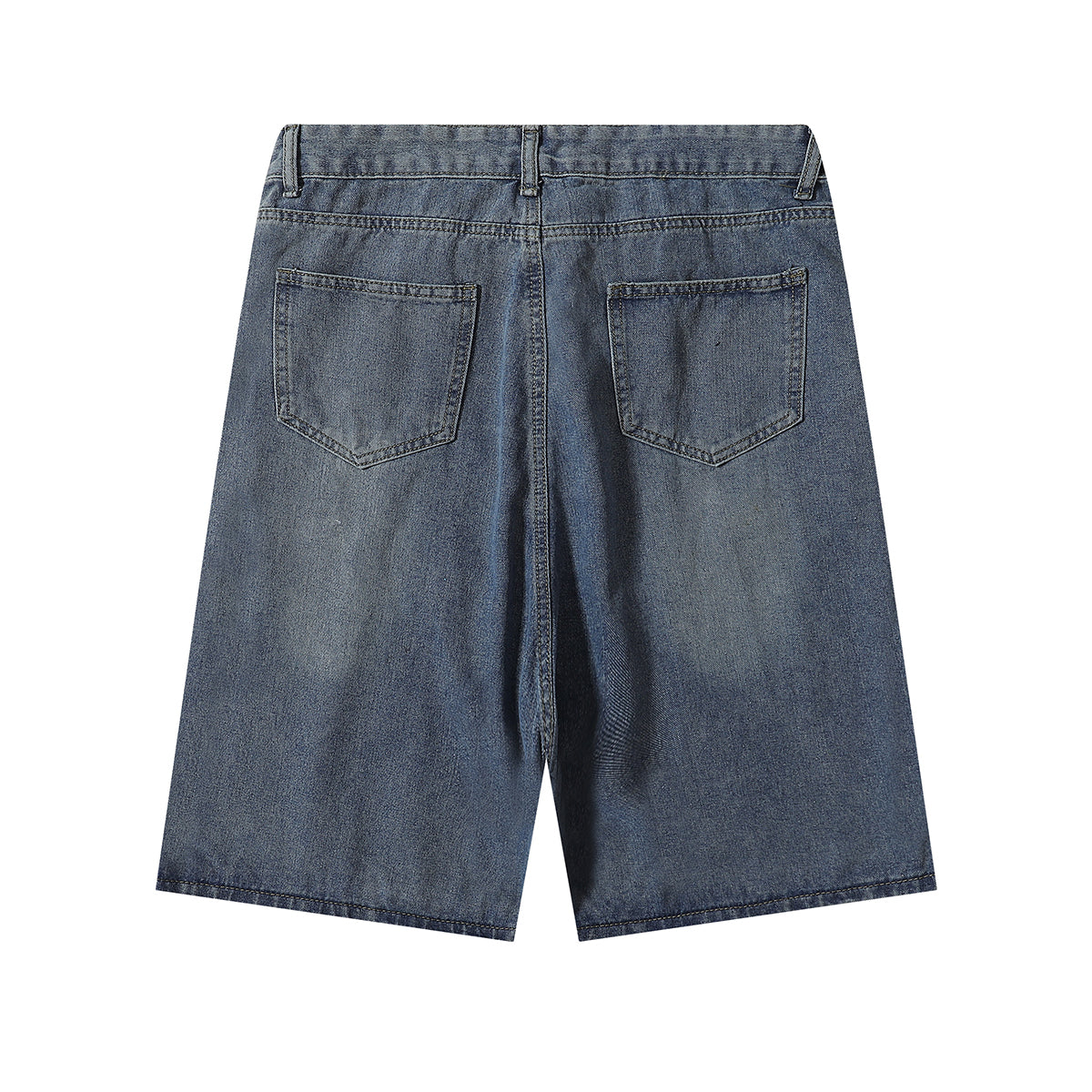 Built In Belt Mid Waist Denim Shorts