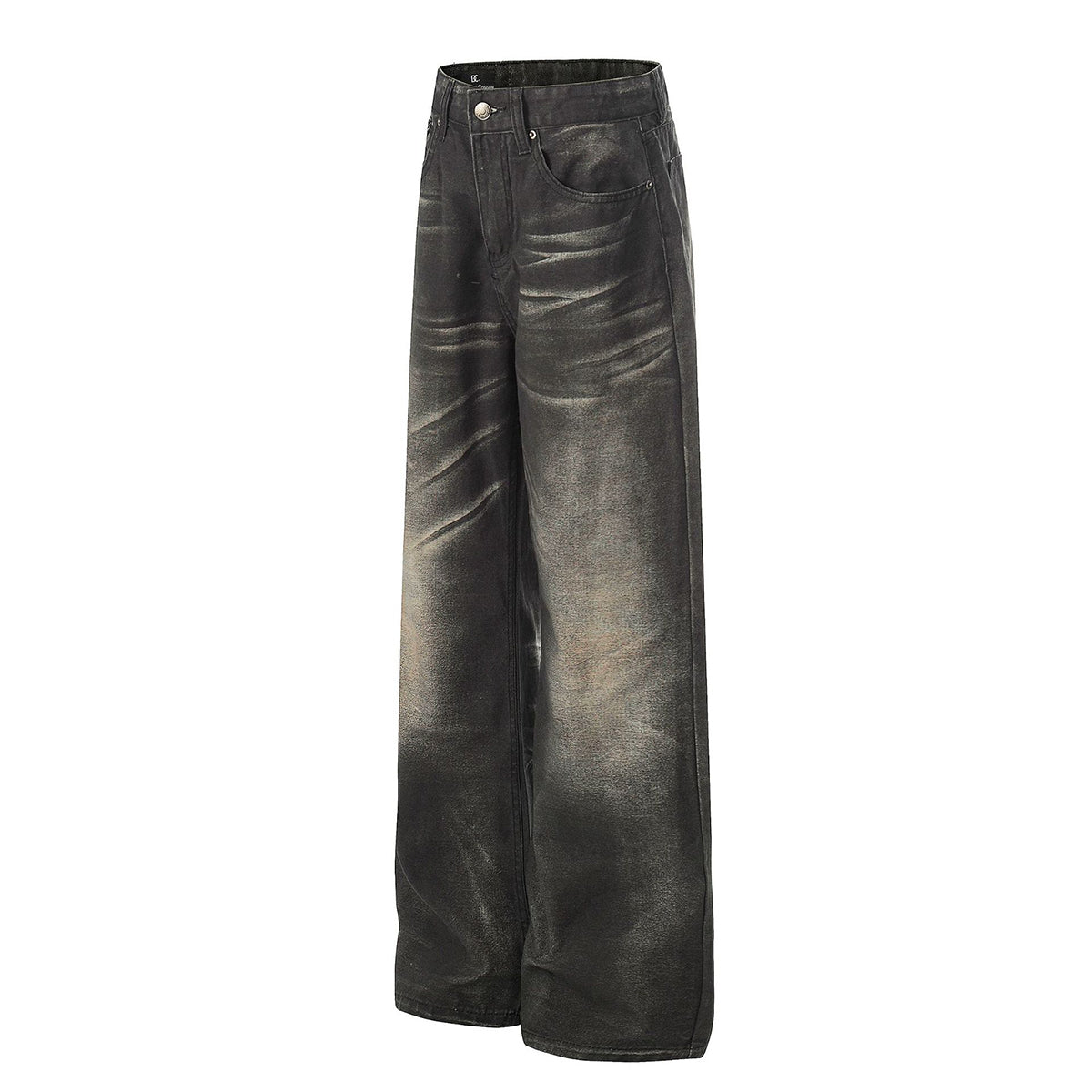 Premium High Street Washed Whisker Loose Straight Jeans