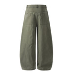 Olive Wide Leg Pants Star Cross Embroidery Details