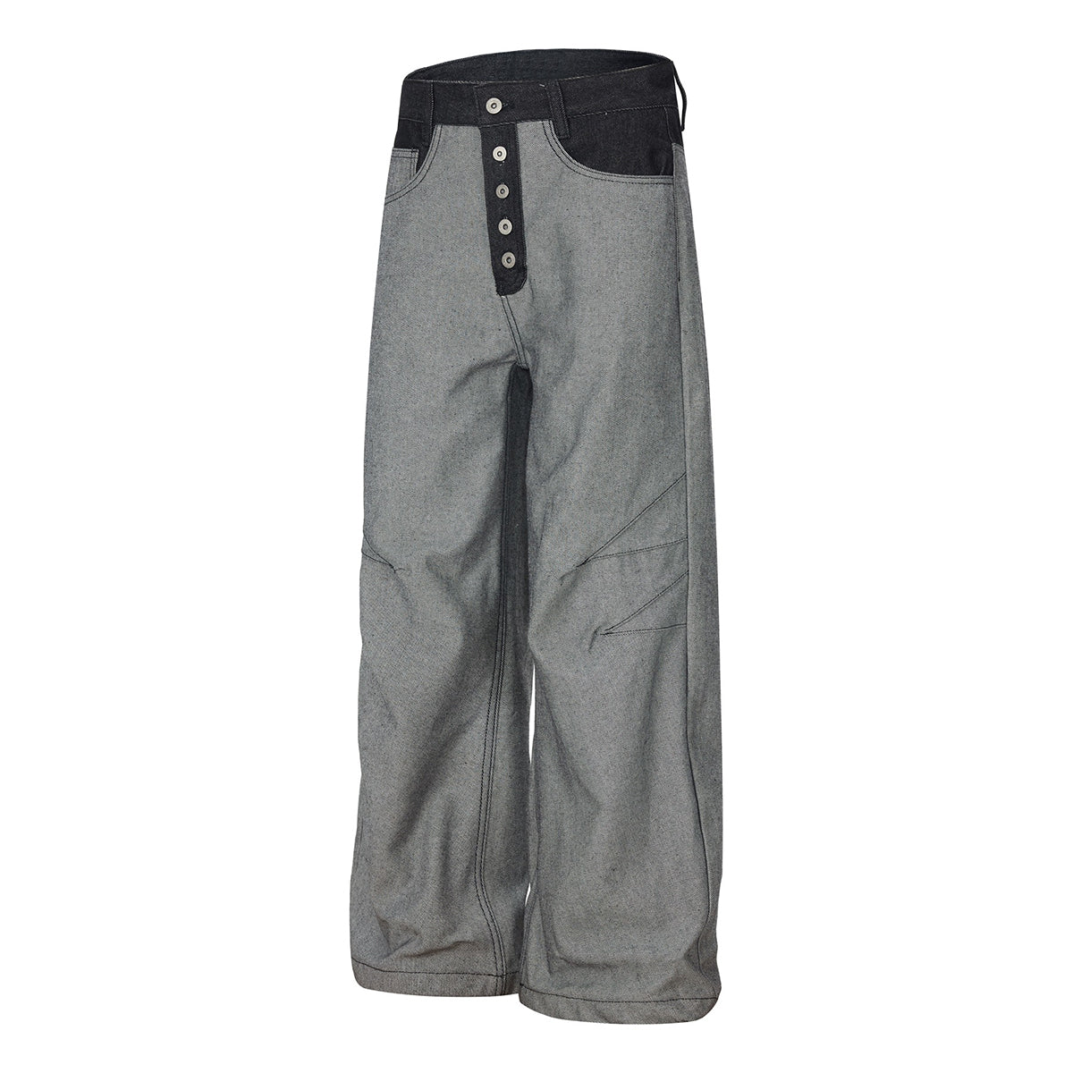 Vintage-Inspired High-End Button Wide-Leg Denim Pants