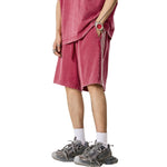 Washed Contrast Color Track Shorts