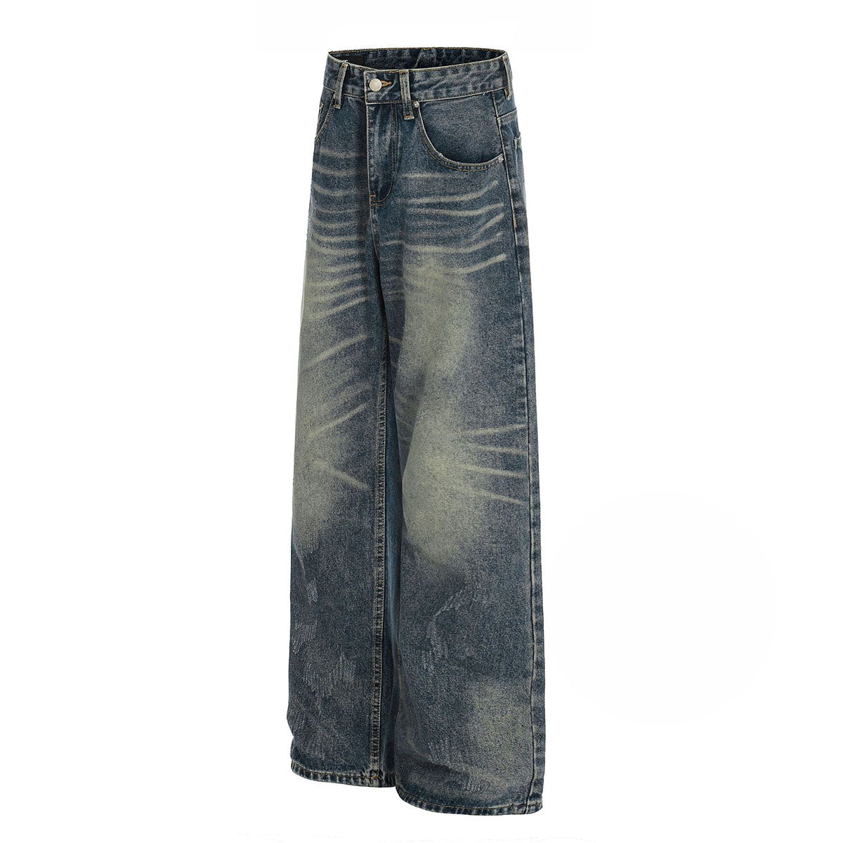 Vintage Dark Wash Faded Wide Denim