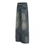Vintage Dark Wash Faded Wide Denim