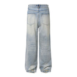 Vintage Light Wash Wide Leg High Street Casual Denim