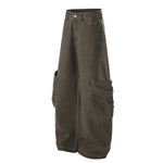 Curved Panel Wide-Leg Utility Cargo Pants
