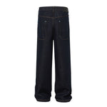 Raw Denim Straight-Leg Jeans High-Street Turquoise Accent