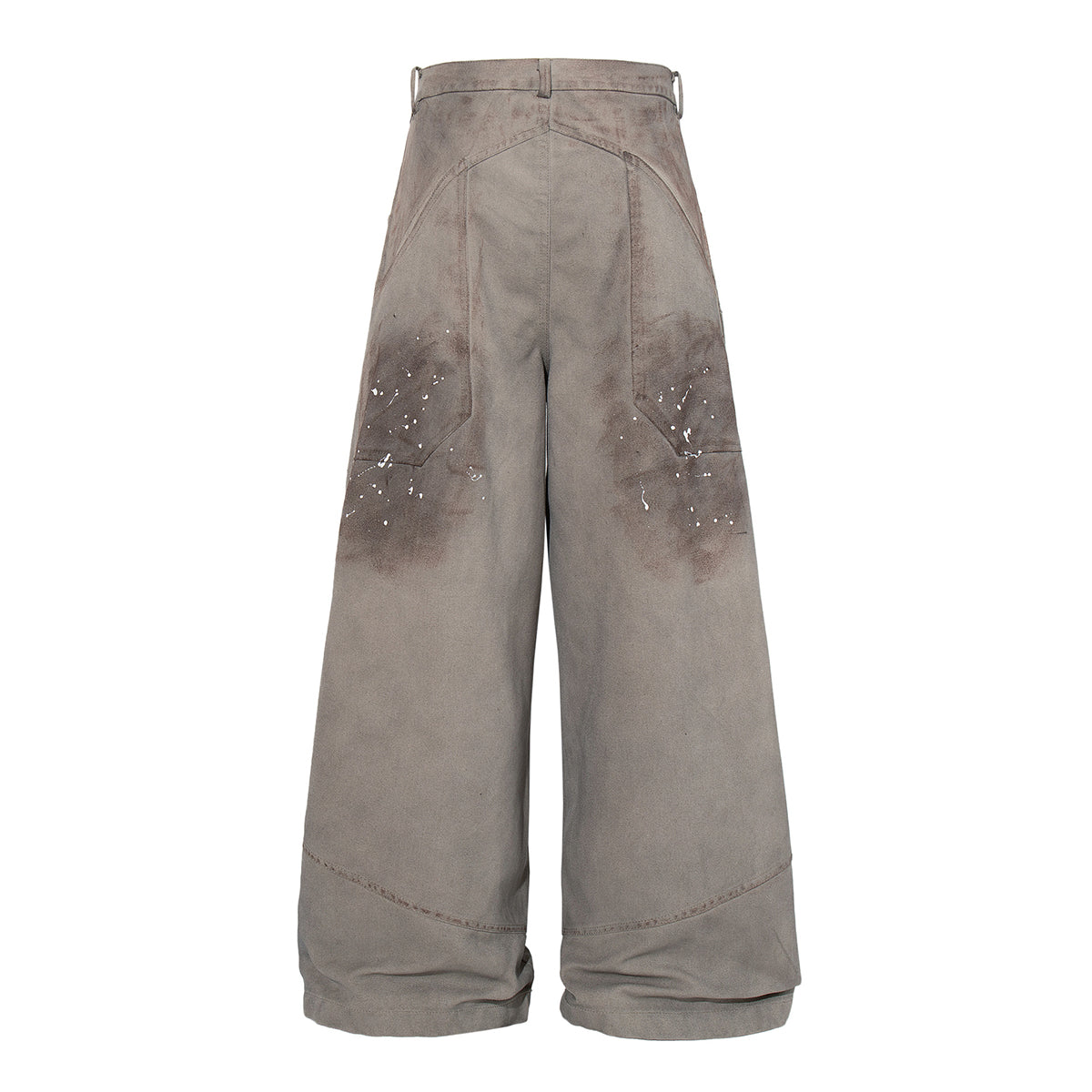 Paint Splatter Detail Wide Leg Jeans Geometric Stitching