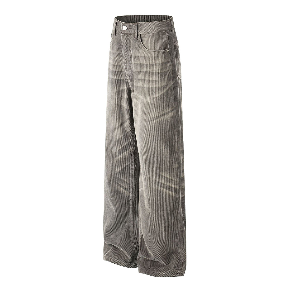 Faded Grey Vintage Wash Wide-Leg Jeans