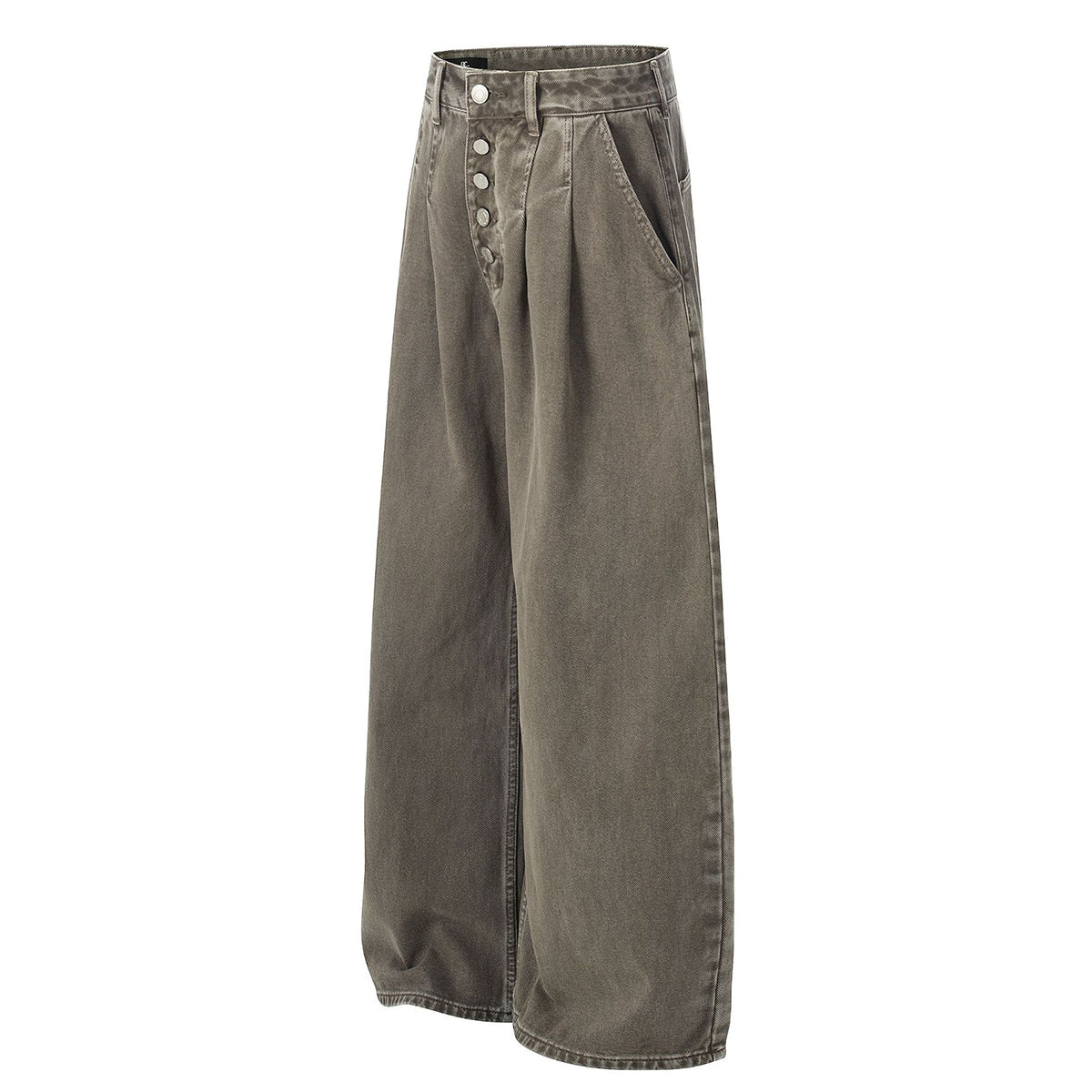 High-Waisted Wide-Leg Button Front Vintage Pants