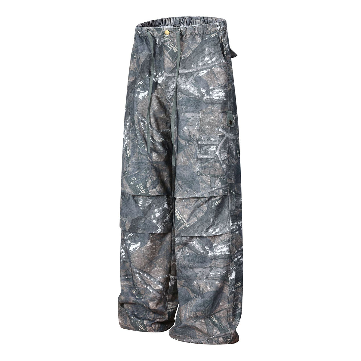 Camo Print Multi Pocket Cargo Drawstring Waist Pants