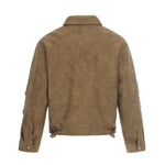 Suede Boxy Fit Padded Jacket Trimmed