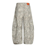 Leopard Print Cargo Wide-Leg Denim Pants