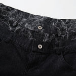 Marble Pattern Panels Black Wide Leg Painter Pants
