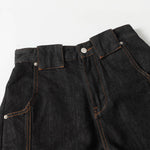 High Street Vintage Washed Raw Denim Wide Leg Curved Jeans
