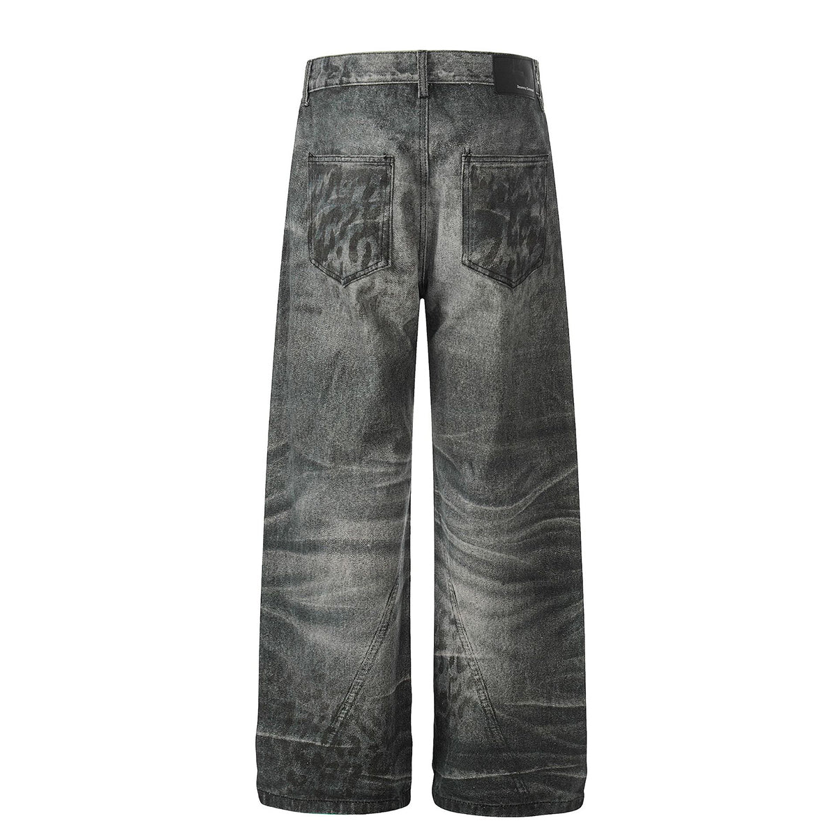 Hand-Rubbed Whisker Premium High Street Loose Straight Jeans
