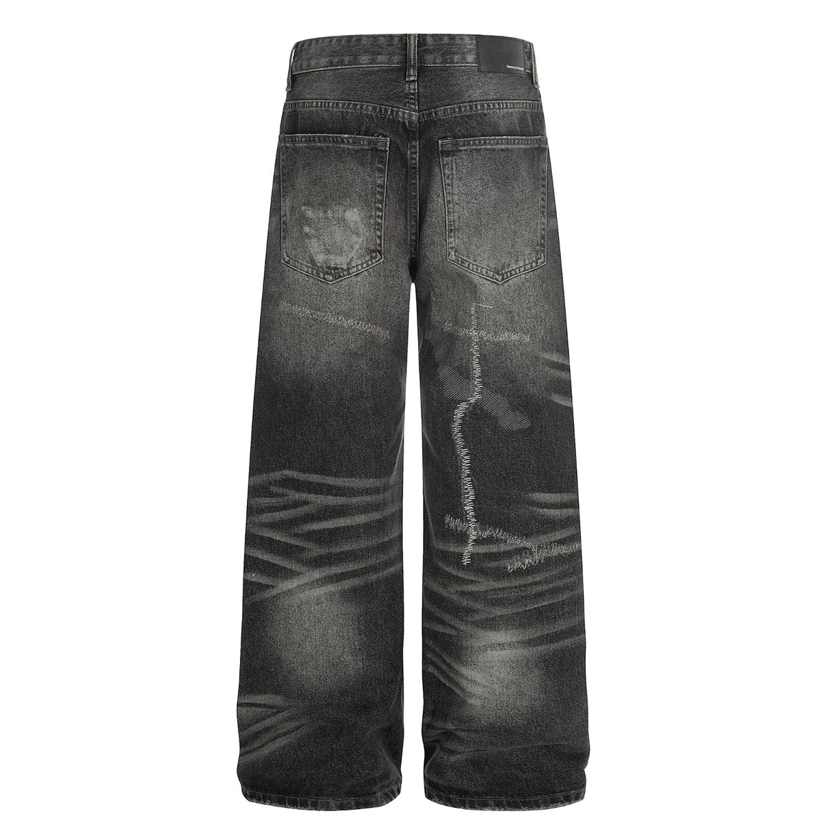 Whisker Fade Distressed High Street Loose Jeans
