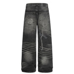 Whisker Fade Distressed High Street Loose Jeans