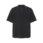 Button Shoulder Detail Vintage Washed Short Sleeve Tee