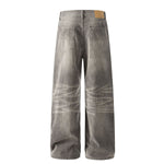 Faded Grey Vintage Wash Wide-Leg Jeans