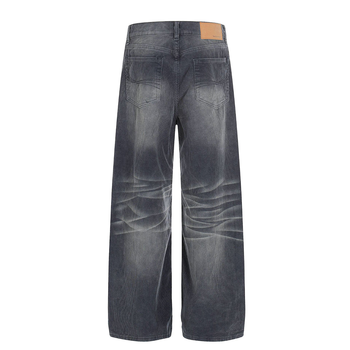 Faded Grey Vintage Wash Wide-Leg Jeans