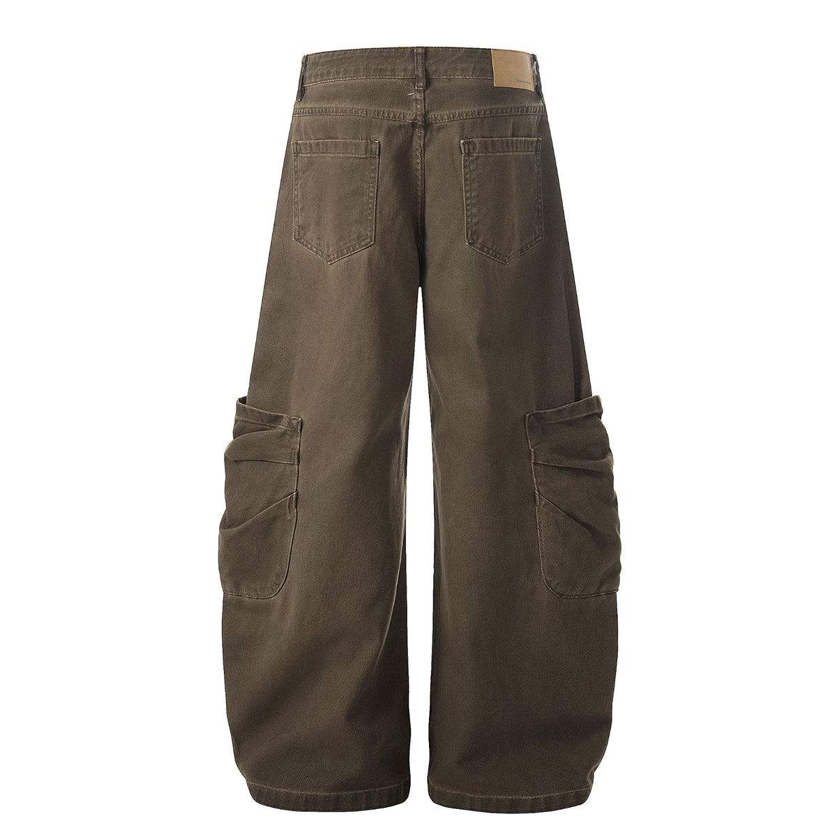 Curved Panel Wide-Leg Utility Cargo Pants